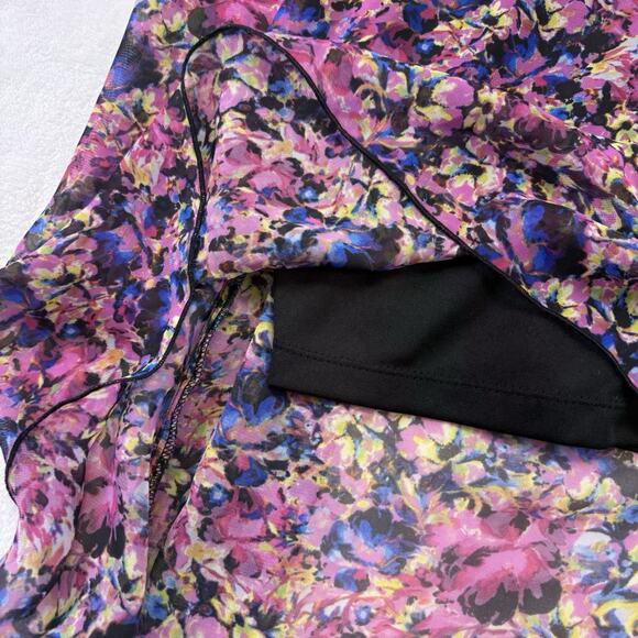 Material Girl Zip Corset Bustier Sleeveless High Low Dress Floral Chiffon XL - Picture 6 of 10